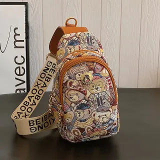 【巴黎精品】限時搶購 胸背包皮革胸包側背包肩背包帆布包波士頓包隨身女包包(小熊休閒斜背3色a1ev14 2N)