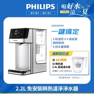 【Philips 飛利浦】2.2L免安裝瞬熱濾淨飲水機 ADD5910M(主機內含濾芯)