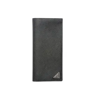 【PRADA 普拉達】2MV836 黑 經典三角牌(對折男長夾)