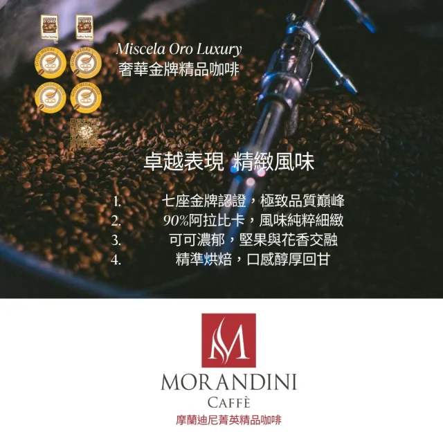 【MORANDINI 摩蘭迪尼菁英精品咖啡】奢華金牌精品咖啡豆1公斤(6連霸金牌獎、頂級精品咖啡的單品代表)