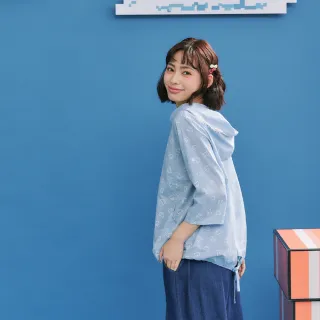 【Dailo】翹鬍子貓咪印花短袖上衣(藍 白 紫)