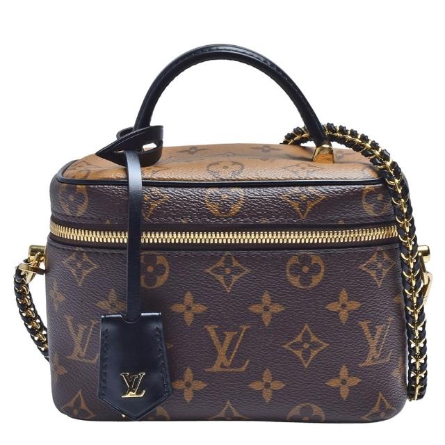 LV LOUIS VUITTON路易威登 M45165 VANITY PM 系列 Reverse 帆布皮革飾邊手提/斜背包
