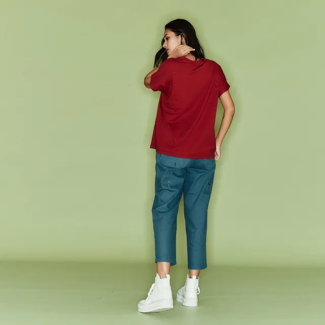 【ICHE 衣哲】Cop.Copine法式設計3D立體抓摺五分袖印花造型上衣(兩色)