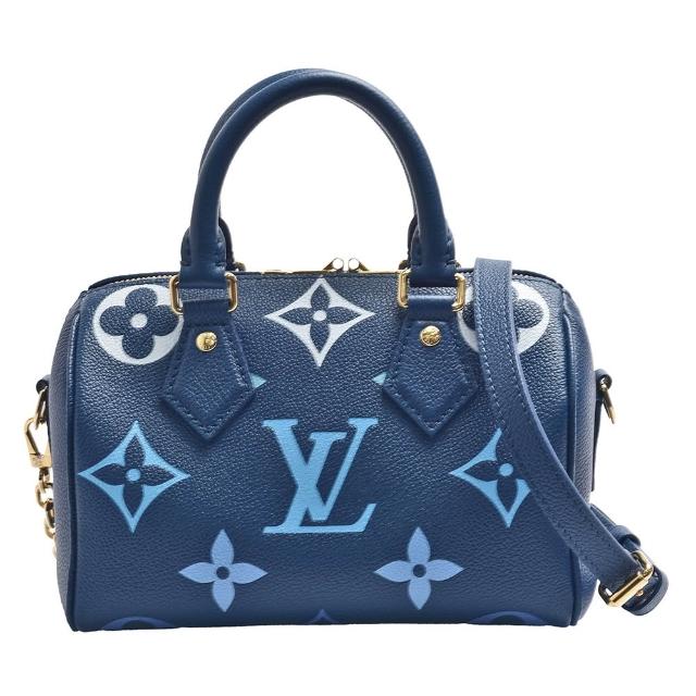 【Louis Vuitton 路易威登】M46517經典Speedy Bandouliere 20漸變色Empreinte皮革手提/斜背包(藍色)