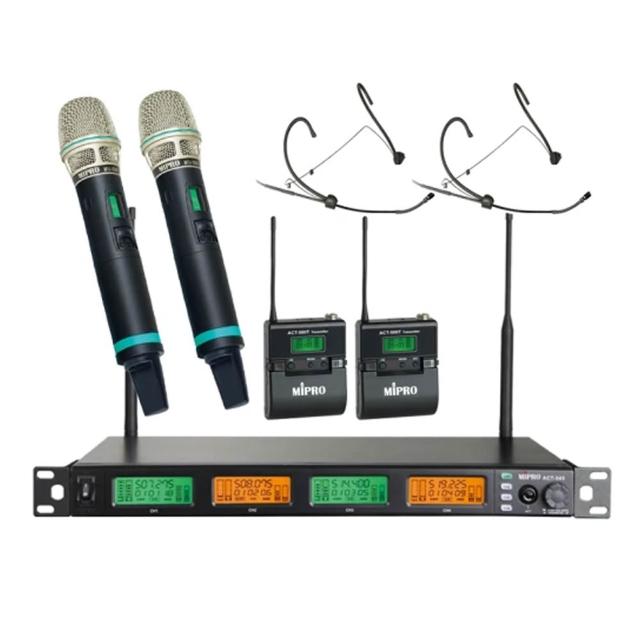 【MIPRO】ACT-545 配2手握式500H+2頭戴式麥克風(UHF類比寬頻四頻道無線麥克風)
