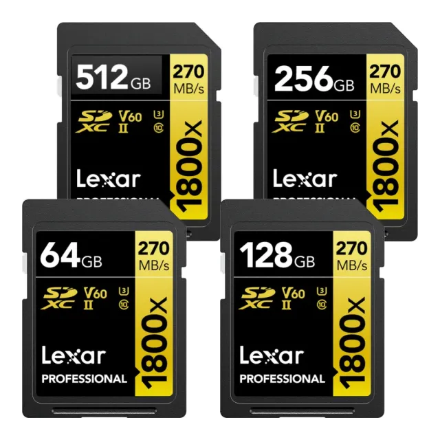 【Lexar 雷克沙】專業版 256GB Professional 1800x SDXD UHS-II 記憶卡 Gold系列(270 MB/s  終身有限保固)