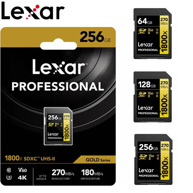 【Lexar 雷克沙】專業版 512GB Professional 1800x SDXD UHS-II 記憶卡 Gold系列(270 MB/s  終身有限保固)