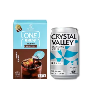 【金車/伯朗】伯朗氣泡咖啡DIY組易搖咖啡球無糖濃萃+礦沛氣泡水鋁罐裝-原味(10入/盒+6入/縮)