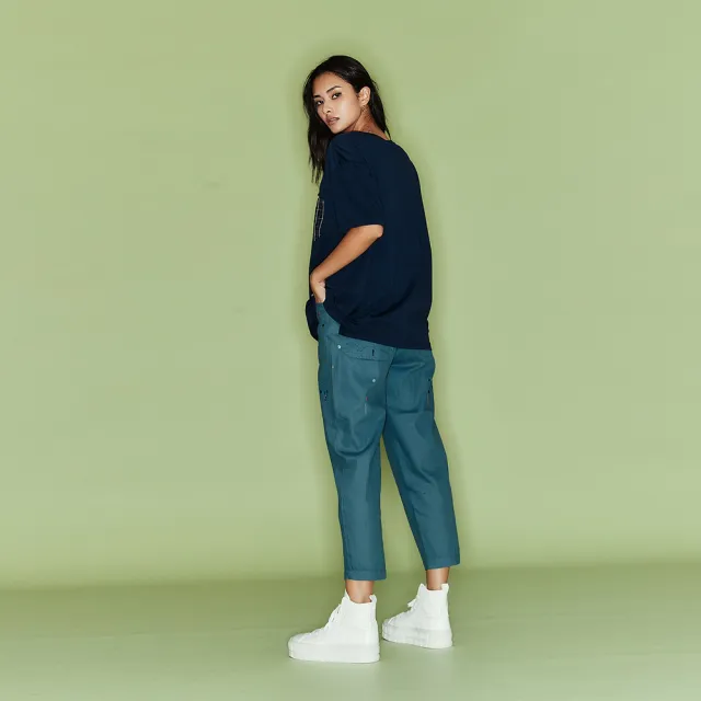 【ICHE 衣哲】Cop.Copine法式設計格紋印花拼接五分袖造型上衣-S