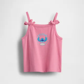 【GAP】女幼童裝 Gap x Disney迪士尼聯名 Logo純棉史迪奇印花方領背心-粉色(778426)