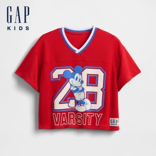 【GAP】男幼童裝 印花V領短袖T恤-紅色(779235)