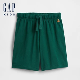 【GAP】男幼童裝 純棉小熊刺繡抽繩鬆緊短褲-綠色(781371)