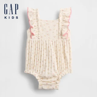 【GAP】嬰兒裝 純棉印花方領無袖包屁衣-象牙白印花(796837)
