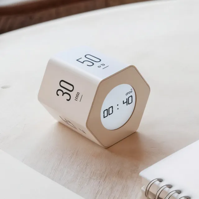 【Mooas】韓國六角轉轉專注學習定時器2件組(番茄鐘、番茄工作法、時鐘、靜音鬧鐘、考試用品、禮品)