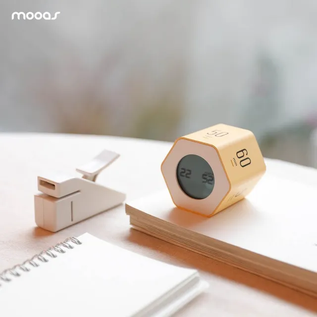 【Mooas】韓國六角轉轉專注學習定時器2件組(番茄鐘、番茄工作法、時鐘、靜音鬧鐘、考試用品、禮品)