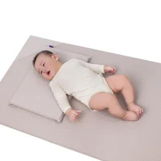 【Gennies 奇妮】舒眠超值寢具二件組-咖啡紗(嬰兒床墊+平枕)