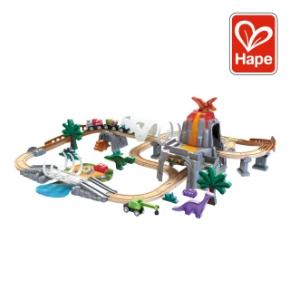 【德國Hape】火車軌道夜光恐龍組合(軌道遊戲/家家酒玩具/木製玩具/木頭玩具)