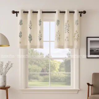 【PLUSIEURS】水仙草棉麻穿環雙開短簾(總寬180*高90公分)