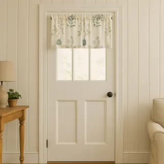 【PLUSIEURS】亞麻日花穿桿短簾(寬90*高55公分 贈送小桿)