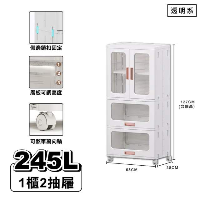 【ONE HOUSE】巨無霸新式流川摺疊雙開門3層收納櫃 置物櫃 _任選(66寬360L/75寬420L)