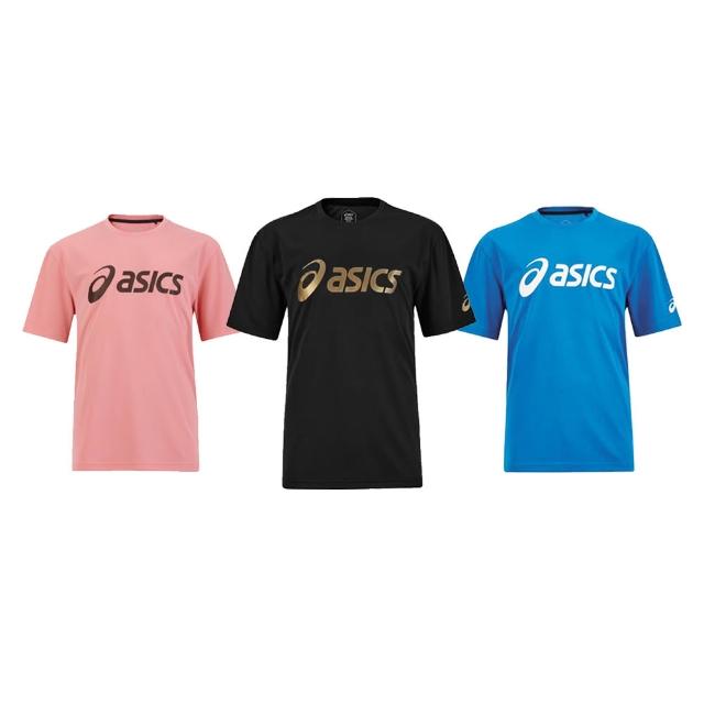 【asics 亞瑟士】asics 亞瑟士 男女款運動LOGO排汗短袖T恤-台灣製 慢跑 上衣 多色(K31415-90A)