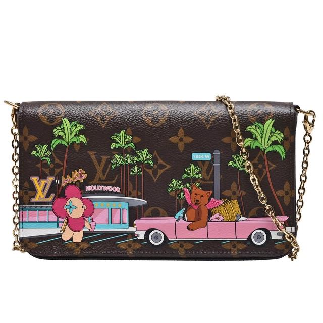LV LOUIS VUITTON路易威登 M80859 經典 FÉLICIE POCHETTE 開車的著名加州小熊印花帆布斜背包 LV LOUIS VUITTON 路易威登 M80859 經典 FÉLICIE POCHETTE 開車的著名加州小熊印花帆布斜揹包,採用咖啡色系牛皮與帆布製成,設計簡約大方,適合日常出勤與休閒使用。內層為布面材質,內建1個內袋,方便收納隨身物品。商品附有原廠防塵袋、原廠包裝盒、鍊帶與零錢袋X2,背帶長度為113cm,適合女性使用。來自西班牙製造,為歐洲來源商品,開口方式為釦式,無外部與內部夾層,無底珠設計,不適合放置A4檔案。