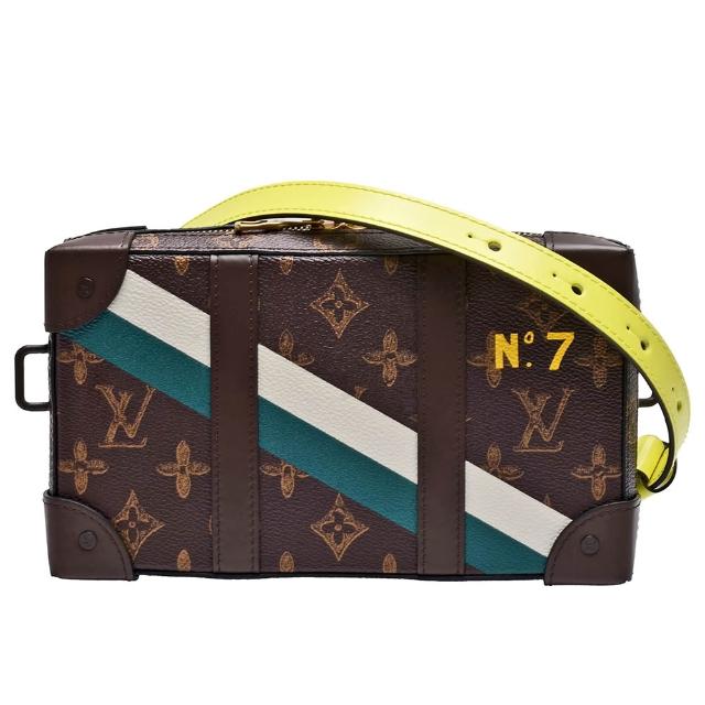 LV LOUIS VUITTON路易威登 M81246 SOFT TRUNK 系列經典 Monogram 帆布 N°7 印花硬殼斜背包