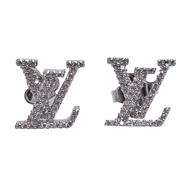 LV LOUIS VUITTON路易威登 M00608 飾品 Iconic 經典品牌 LOGO 水鑽鑲面針式耳環