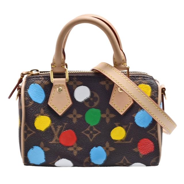 LV LOUIS VUITTON路易威登 M81979 聯名 YK Nano Speedy 系列經典 Monogram 帆布手提/斜背波士頓包