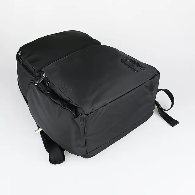 【FURLA 芙拉】FURLA MAN ORION皮革LOGO尼龍拉鍊後背包(大/黑)