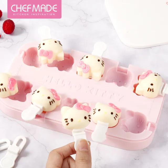 【美國Chefmade】Hello kitty 凱蒂貓造型 矽膠製 小冰棒模具組(CM112)