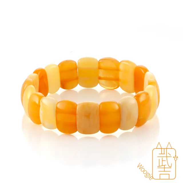 【Woogie武吉珠寶】琥珀蜜蠟設計師弧面蜜蠟手排(15-16mm白花蜜)