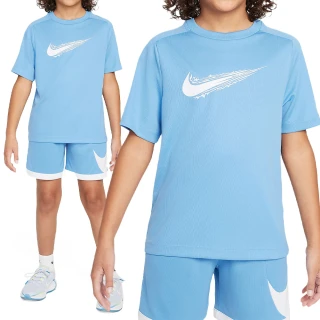 【NIKE 耐吉】B NK DF Multi SS Top HBR 大童 淺藍色 兒童 童裝 休閒 短袖 HF8100-489