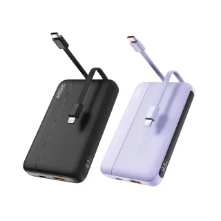 【INTOPIC】PW-117 9800mAh 20W 雙孔輸出 雙線迷你快充型行動電源(自帶線/輕量/支援QC及PD快充標準)