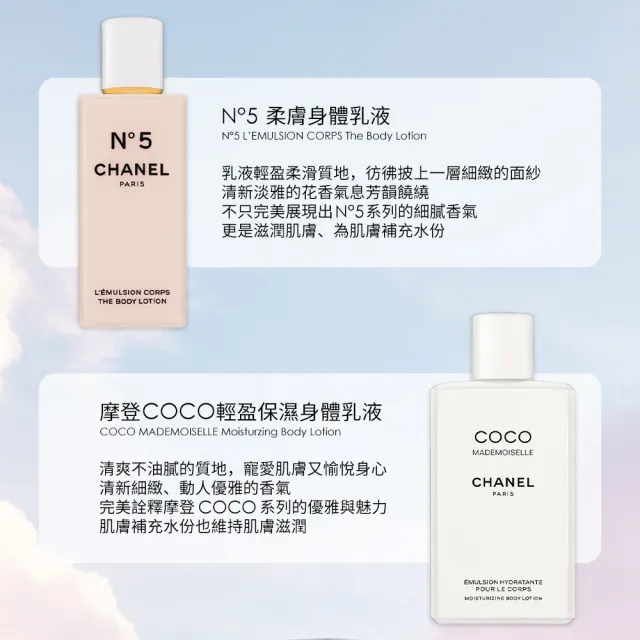 【CHANEL 香奈兒】身體乳液 200ml(平行輸入版.N°5柔膚/摩登COCO輕盈保濕/嘉柏麗)