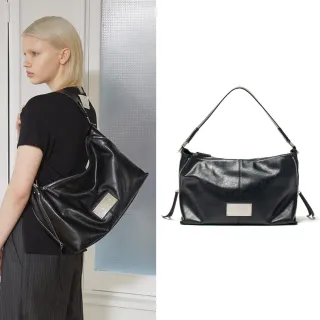 【MATIN KIM】官方旗艦 側拉鍊肩背包 附背帶(黑色)