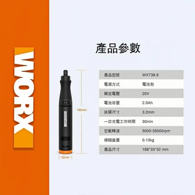 【WORX 威克士】Maker-X系列20V 鋰電電剪刀 WX745.9(熱熔槍 角磨機 電烙鐵 電鍍筆)