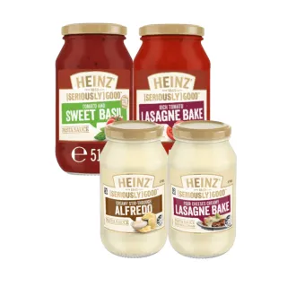 【Heinz 亨氏】義大利麵醬(番茄羅勒/濃郁番茄紅酒/原味白醬/四種起司白醬)