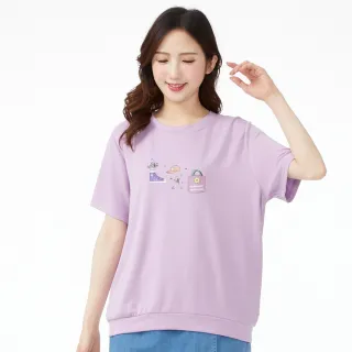 【betty’s 貝蒂思】隨性手繪插畫印花短袖T-shirt(紫色)