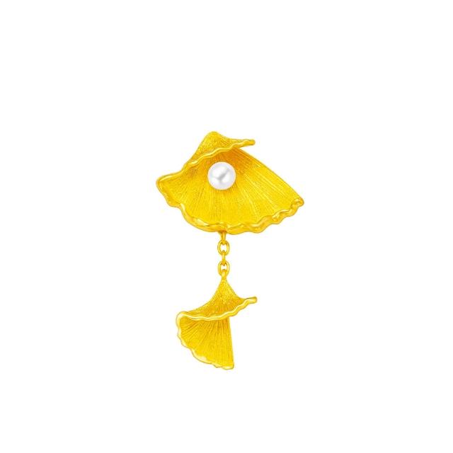 【Just Gold 鎮金店】綻美de Perle -長 黃金單耳耳環