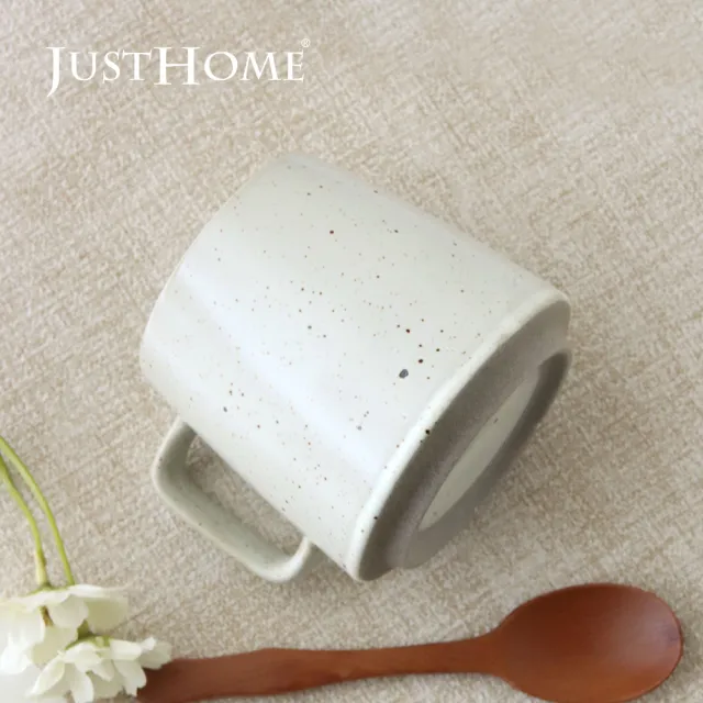 【Just Home】樸式手感窯燒陶瓷馬克杯-白脂(可微波 340ml 杯子 咖啡杯 水杯  拿鐵杯)