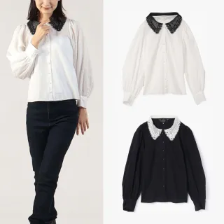 【agnes b.】To b. 女裝 蕾絲領片長袖襯衫(多色)