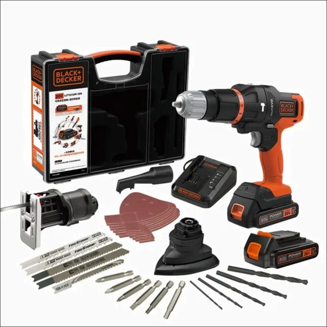 【Black+Decker】20V Max第三代可換頭鋰電惡魔機套裝 EVO185B1(電鑽 一機多用)