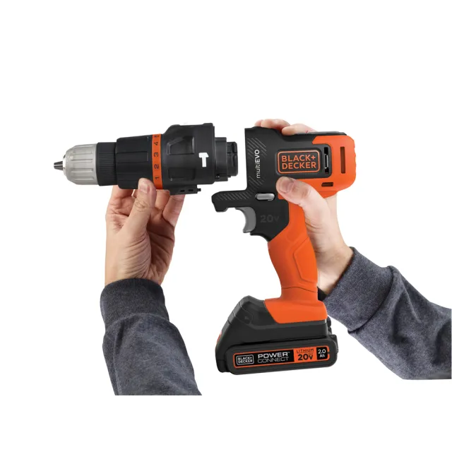 【Black+Decker】20V Max第三代可換頭鋰電惡魔機套裝 EVO185B1(電鑽 一機多用)