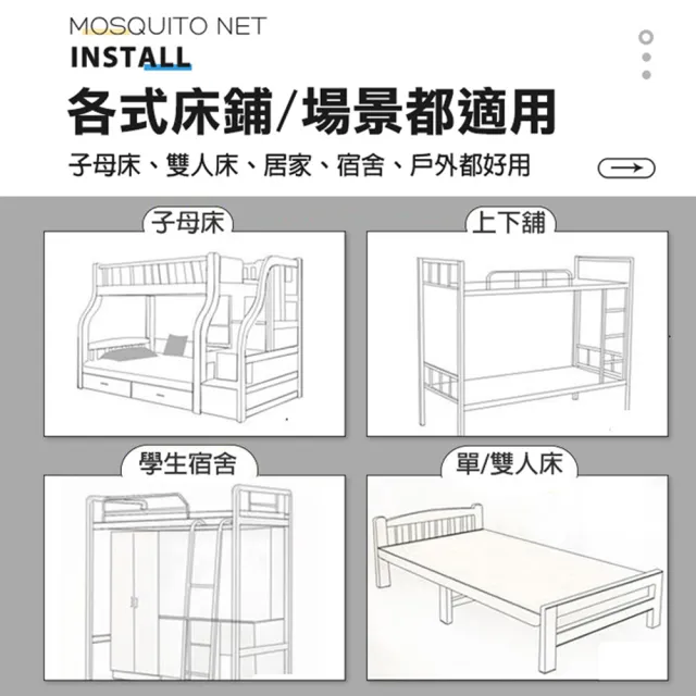 【TengYue】免安裝折疊便攜式無底蚊帳-六骨加強款(上下舖0.9m/單人加大1.2 均價)