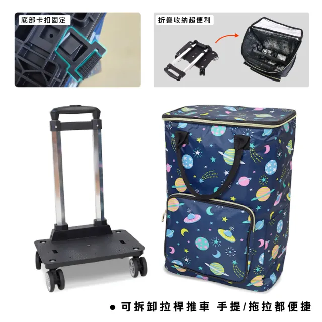 【ONE HOUSE】奈拉防水保溫折疊購物車_特大款（收納包×2+拉桿車×2）(買菜車/收納推車/推車)