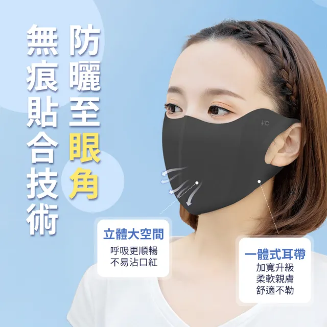 【SYU】UPF50+ 3D冰絲涼感口罩(抗UV可水洗 防曬口罩 涼感透氣 防曬面罩)