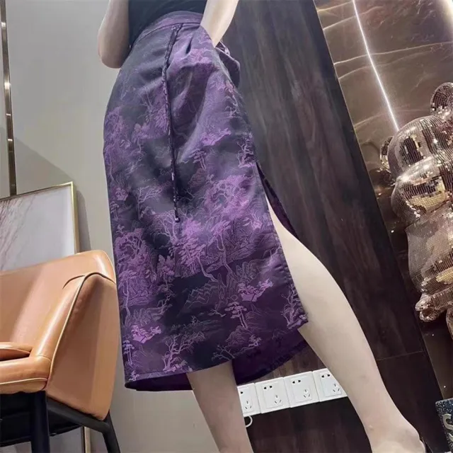 【巴黎精品】現貨+預購 頂級法式緞面長裙絲質裙子名媛絲綢冰絲裙絲質半身裙(高腰開岔女裙子4色a1ep31)