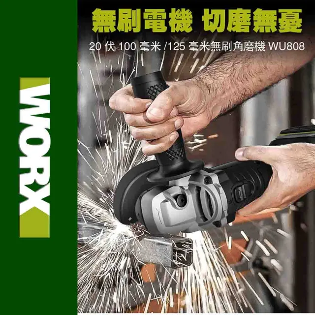 【WORX 威克士】20V 100mm 砂輪機 WU808.5(角磨機 磨切機 平面 無刷鋰電角磨機 鋰電無刷平面砂輪機)