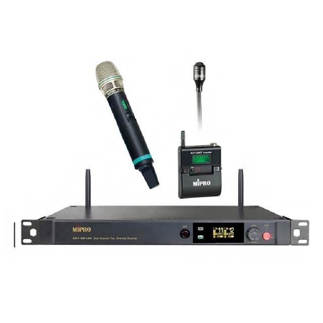 【MIPRO】ACT-5812A 配1領夾式+1手握式麥克風ACT-580H(5GHz數位雙頻道接收機)
